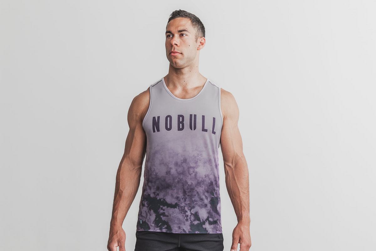 Nobull Dip-Dye Men\'s Tank Tops Purple | Australia (OP2617)